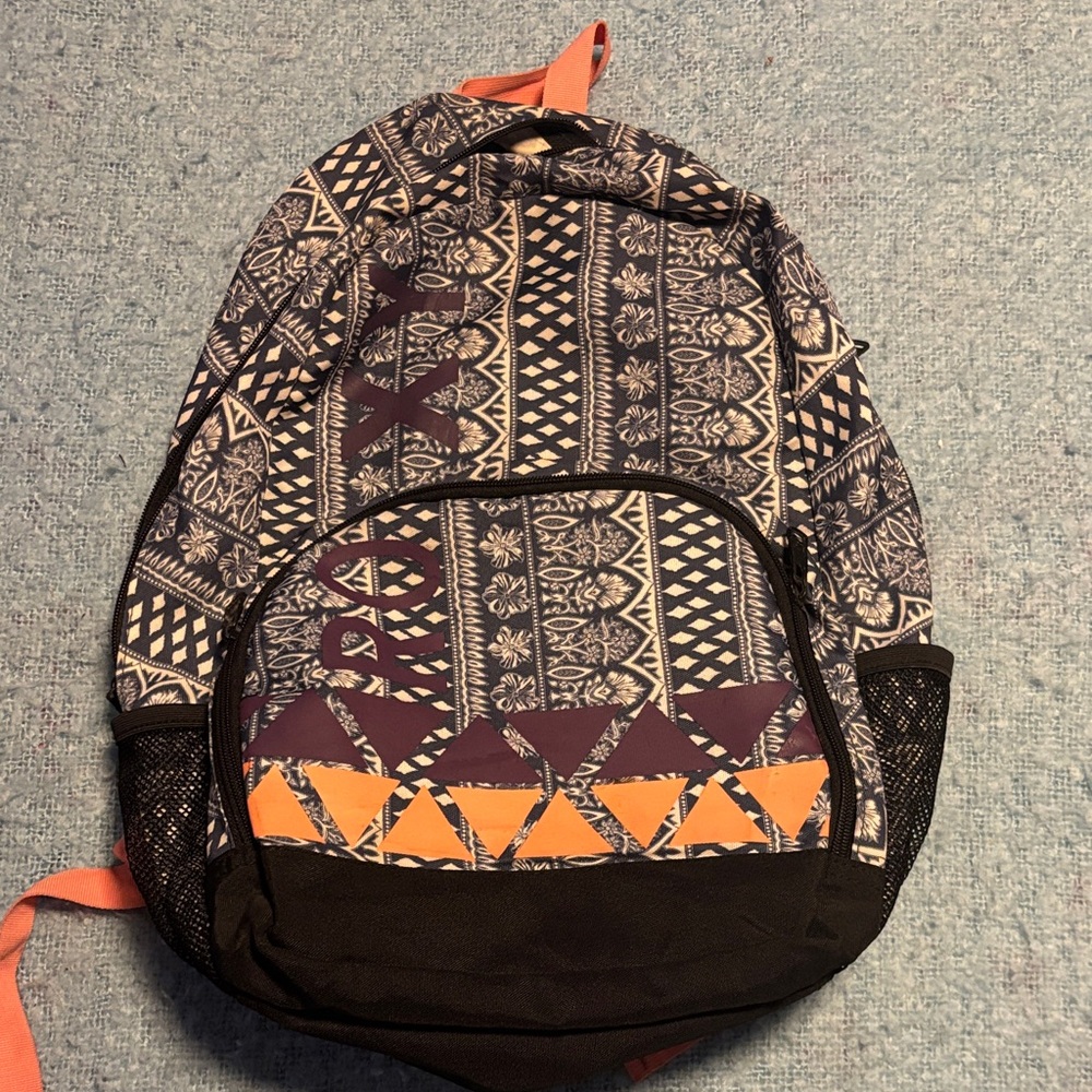 Roxy Black And Orange Patterned Backpack - image 2